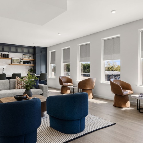 Beautiful clubroom with lounge seating and natural light