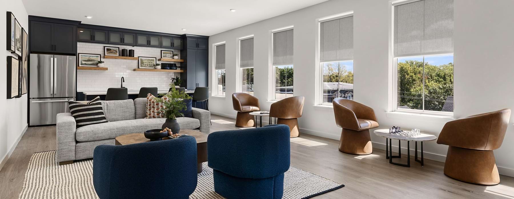 Beautiful clubroom with lounge seating and natural lighting